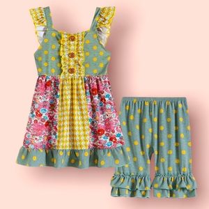 New! Ruffles by Tutu and Lulu Floral A-Line Dress and Shorts size 2T